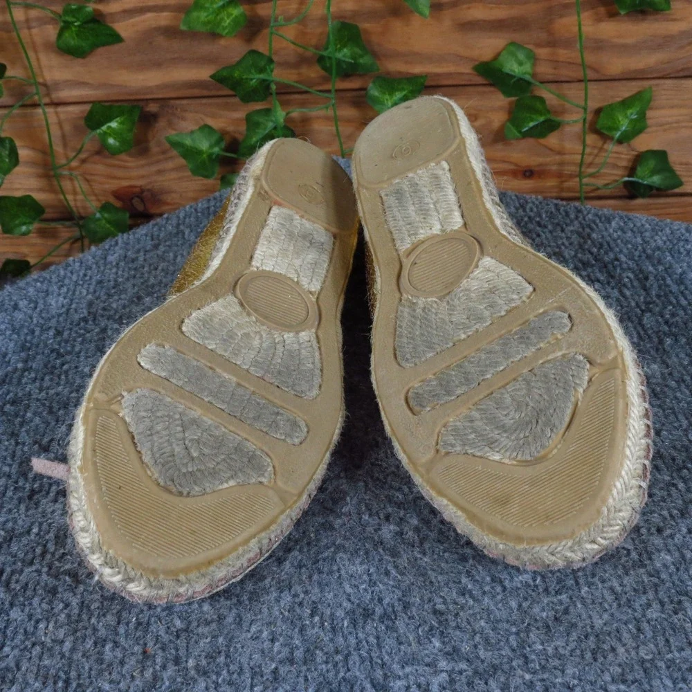 Enzo Angiolini Admond Women Flat Size 6 Casual Metallic Gold Leather Espadrille‎